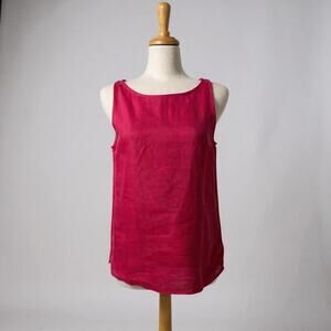 Mark Shale 100% Irish Linen Tank Top Sz 8 Pink Boxy Lagenlook Capsule Wardrobe